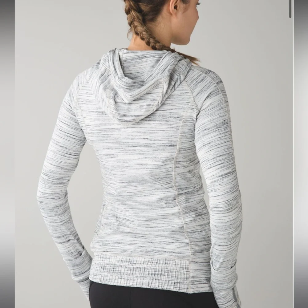 Lululemon Think Fast Hoodie Space Dye Camo White Gray Multi / Silver Spoon | 4